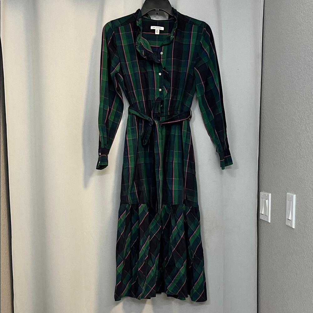 Plaid Green and Blue Women's Dress XS